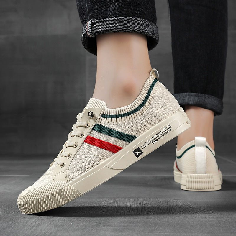 Men's Striped Knit Low-Top Sneakers