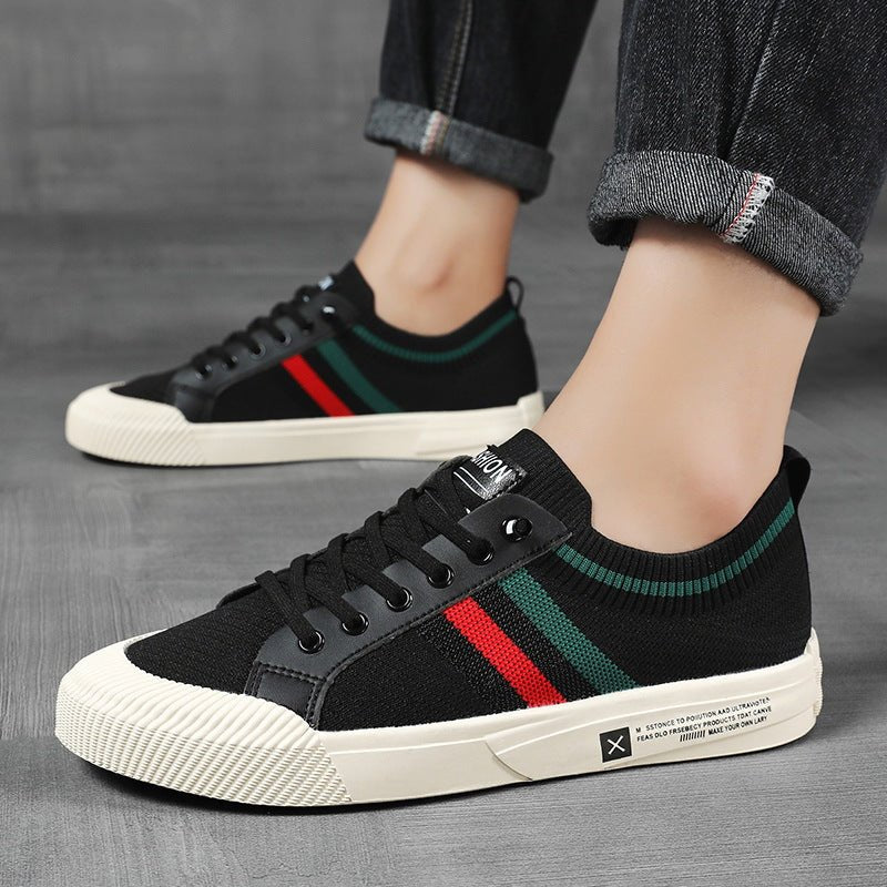 Men's Striped Knit Low-Top Sneakers