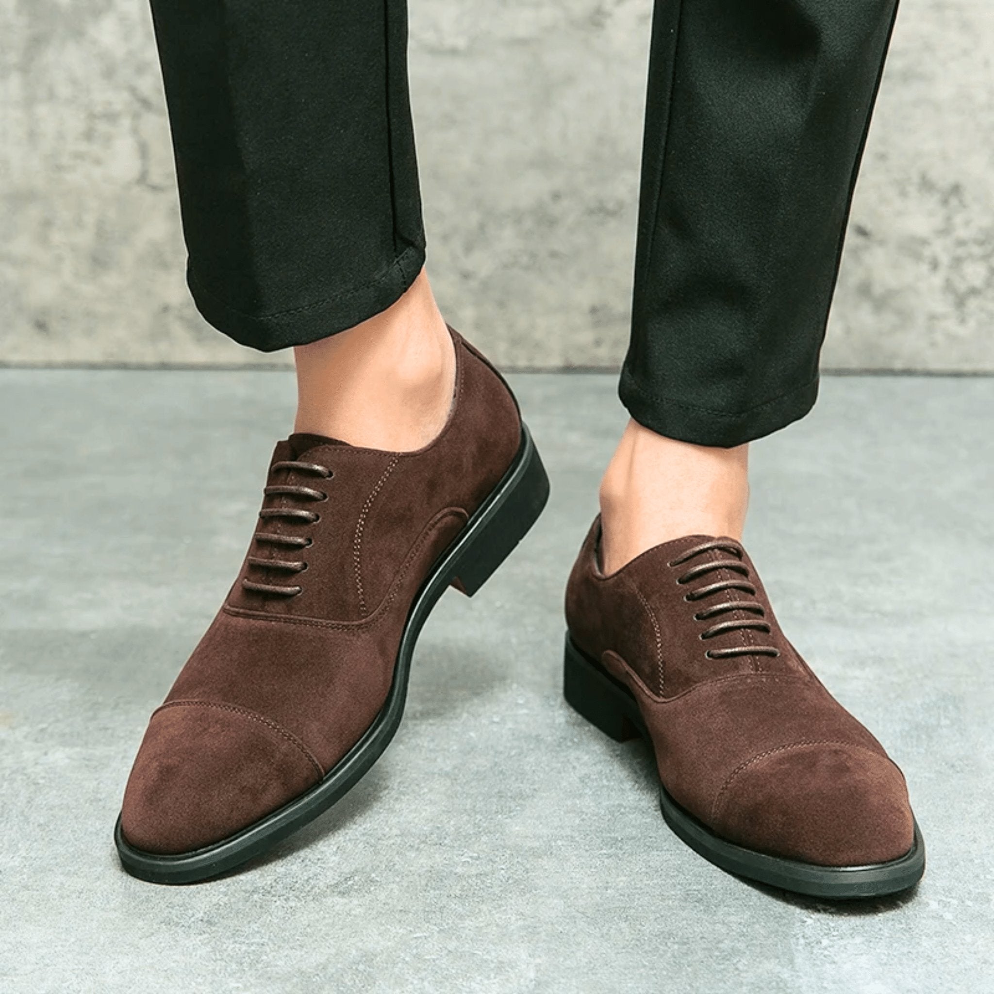 Men's Suede Cap-Toe Oxford Shoes