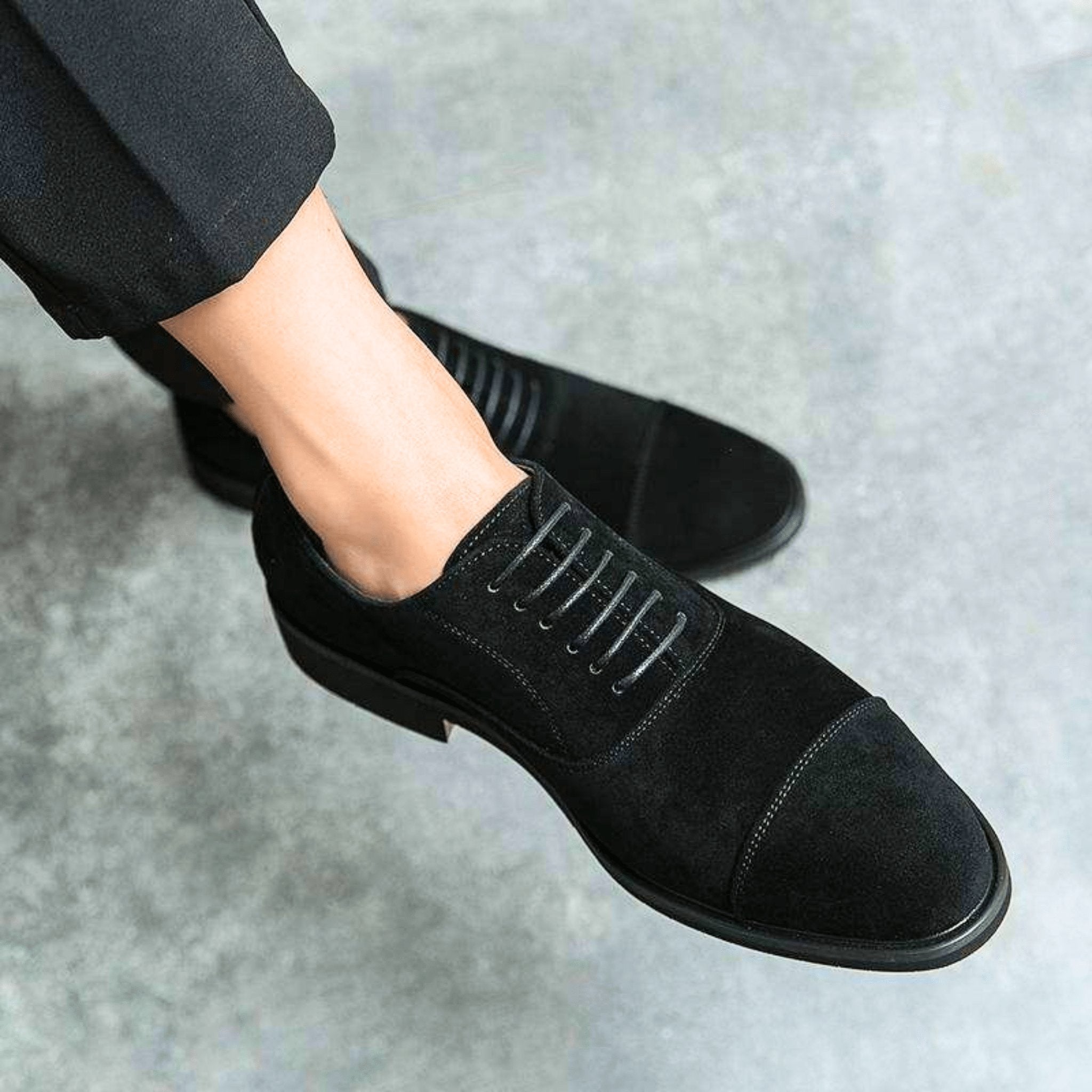 Men's Suede Cap-Toe Oxford Shoes