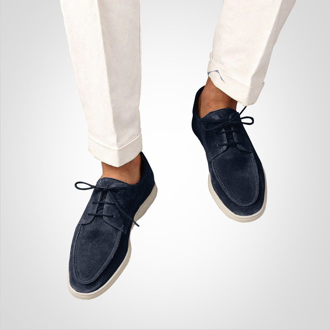 Men's Suede Derby Shoes - Dark Blue
