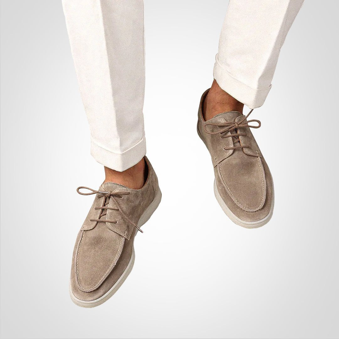 Men's Suede Derby Shoes - Beige