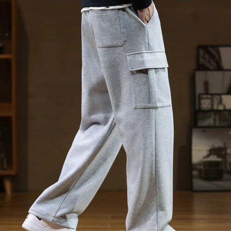 Men's Wide-Leg Cargo Sweatpants - Gray
