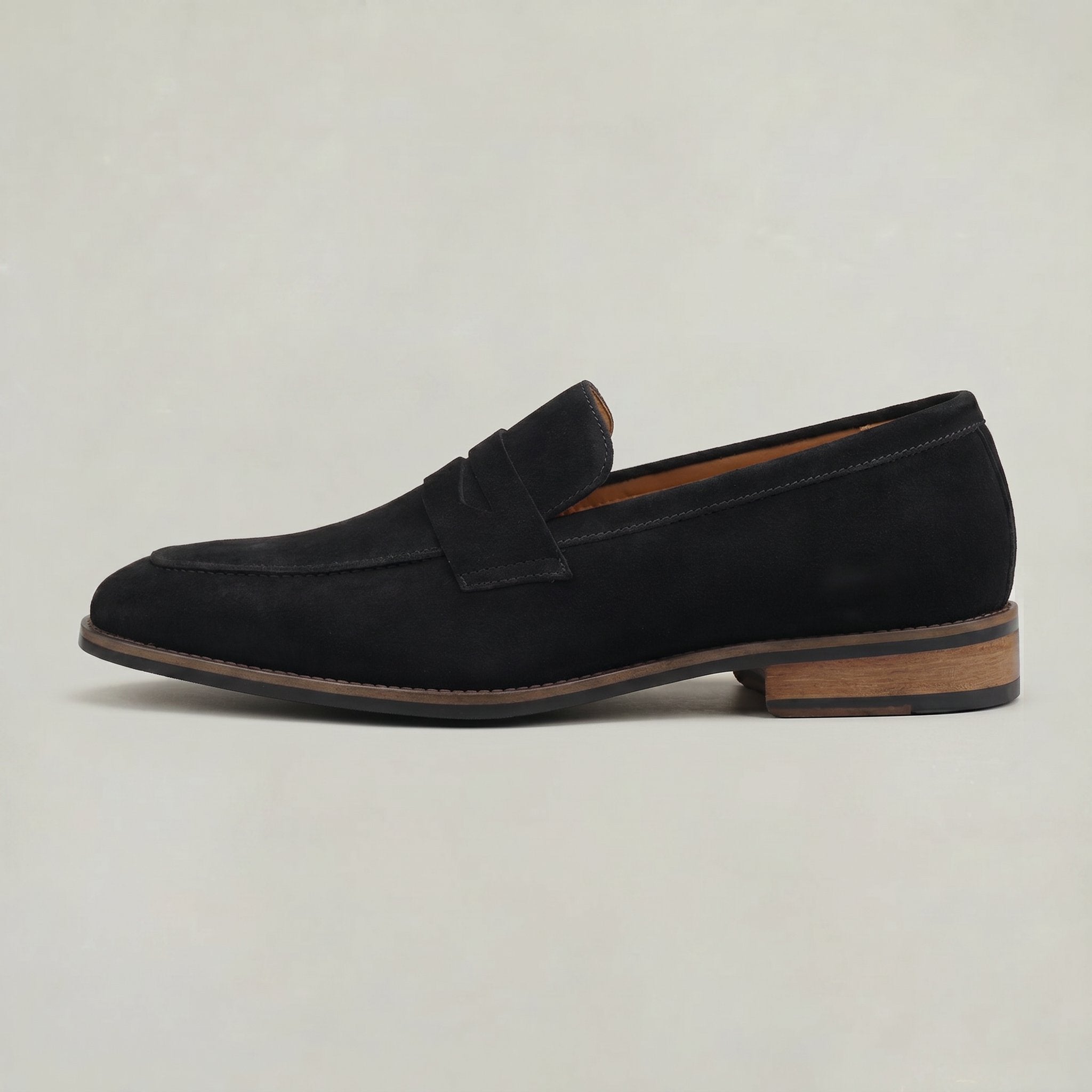 Men's Suede Penny Loafers - Black