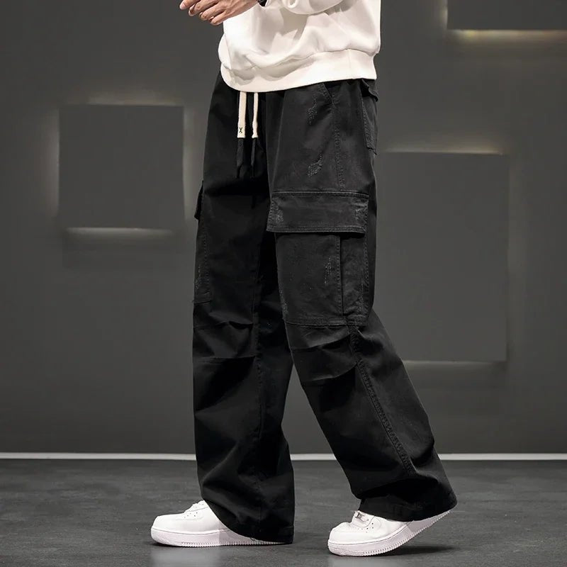 Men's Wide-Leg Cargo Pants - Black