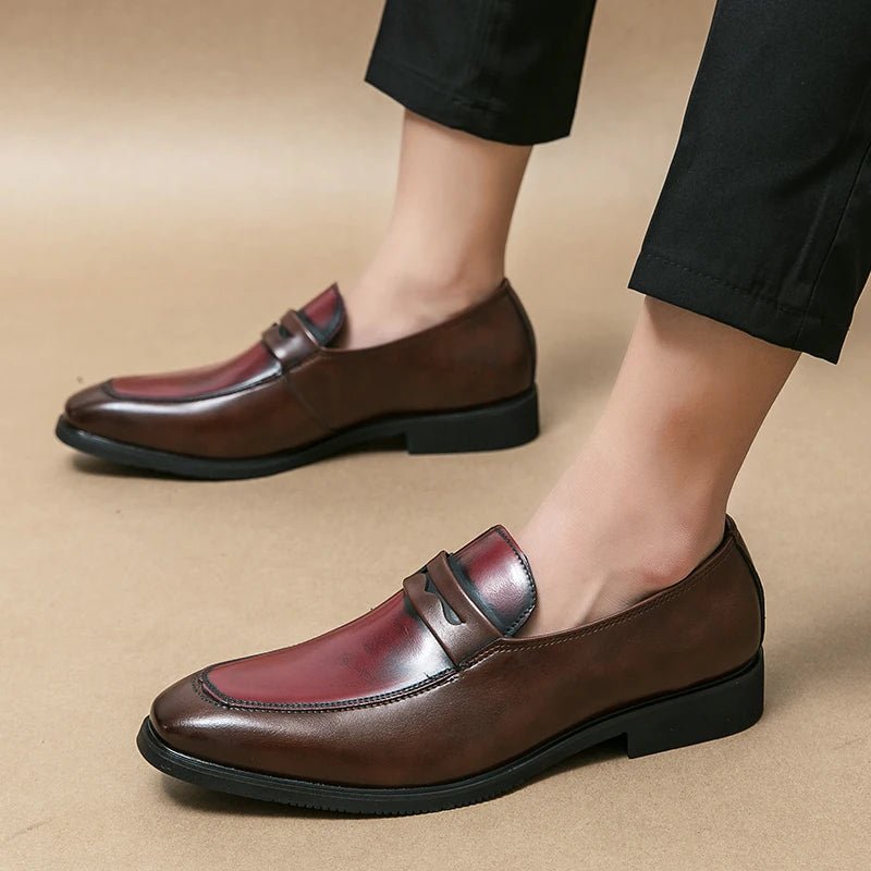 Men's Color-Block Penny Loafers - Red