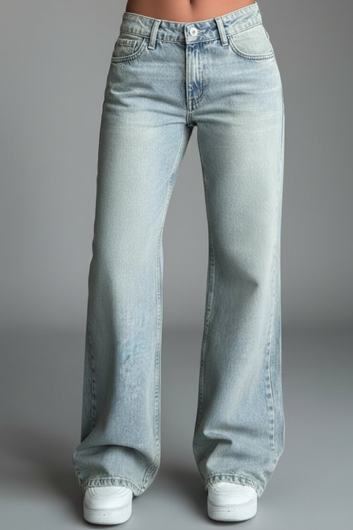 Women's High-Rise Wide-Leg Jeans - Light Blue