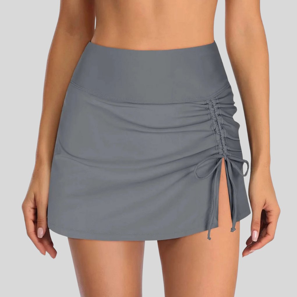 Women's High-Waisted Swim Skirt - Gray