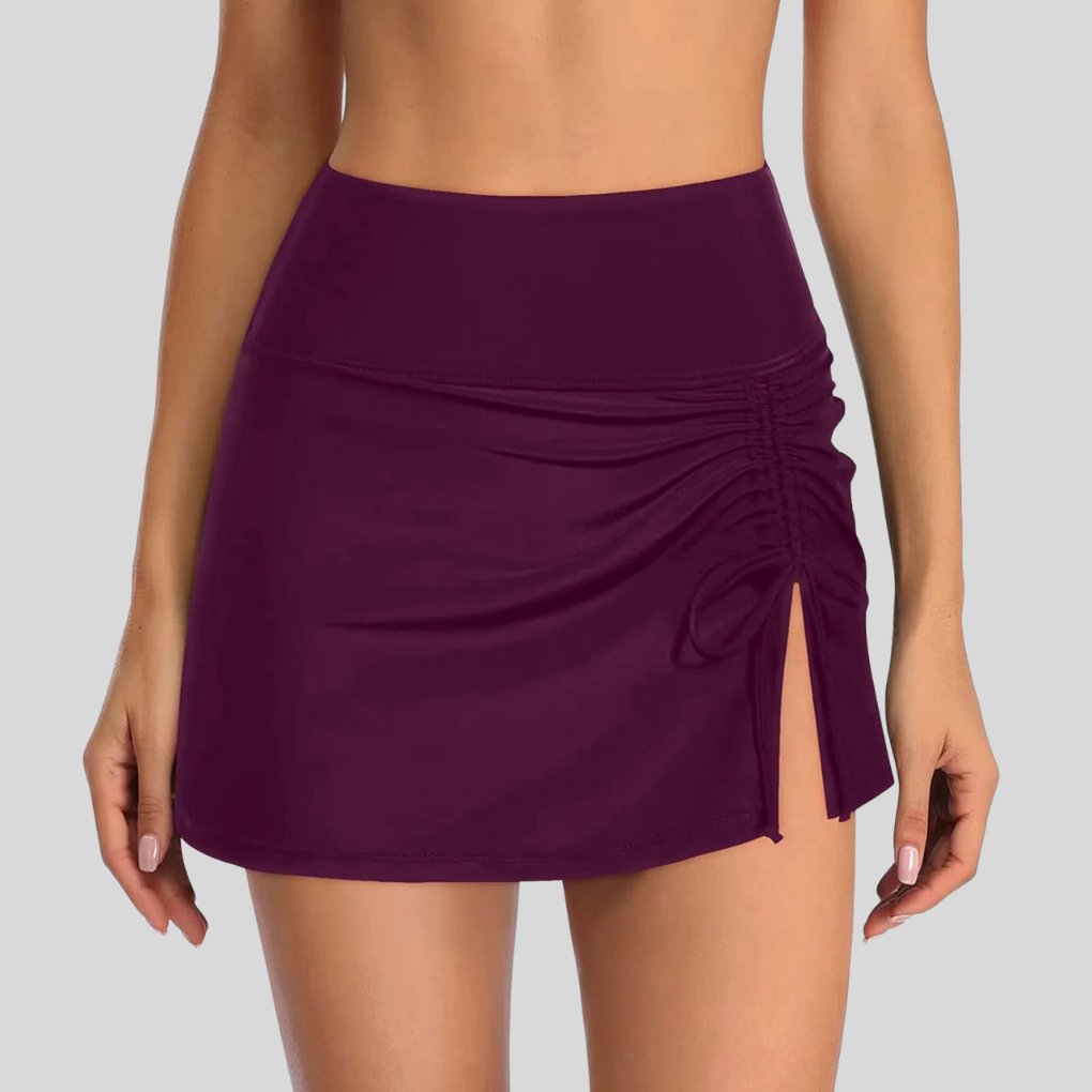 Women's High-Waisted Swim Skirt - Bordeaux