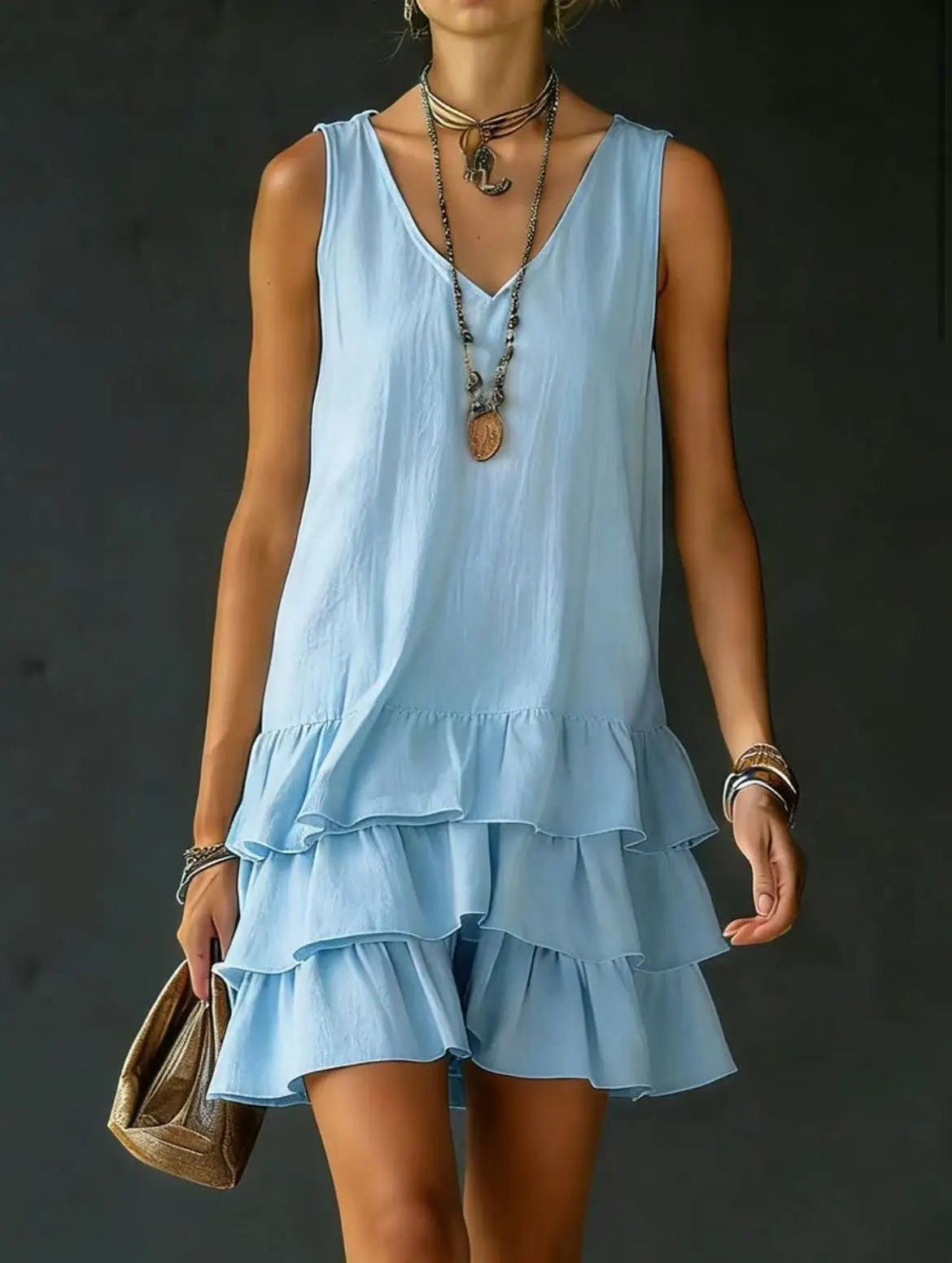 Women's Mini Vacation Dress - Blue