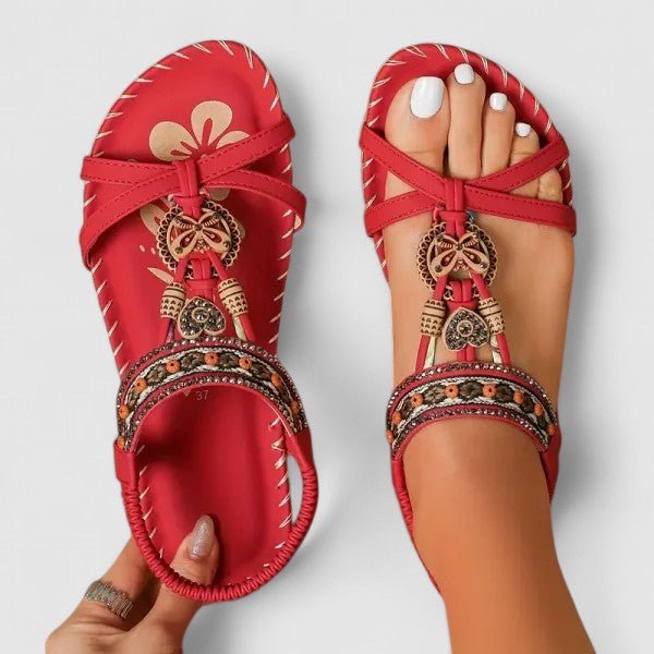 Women's T-Strap Flat Sandals - Toledo Red