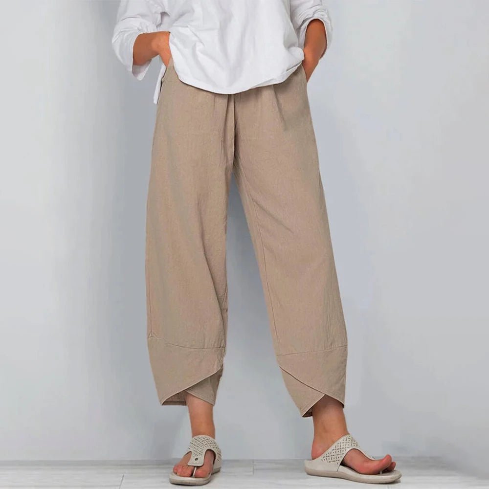 Women's Wide-Leg Cropped Pants - Khaki