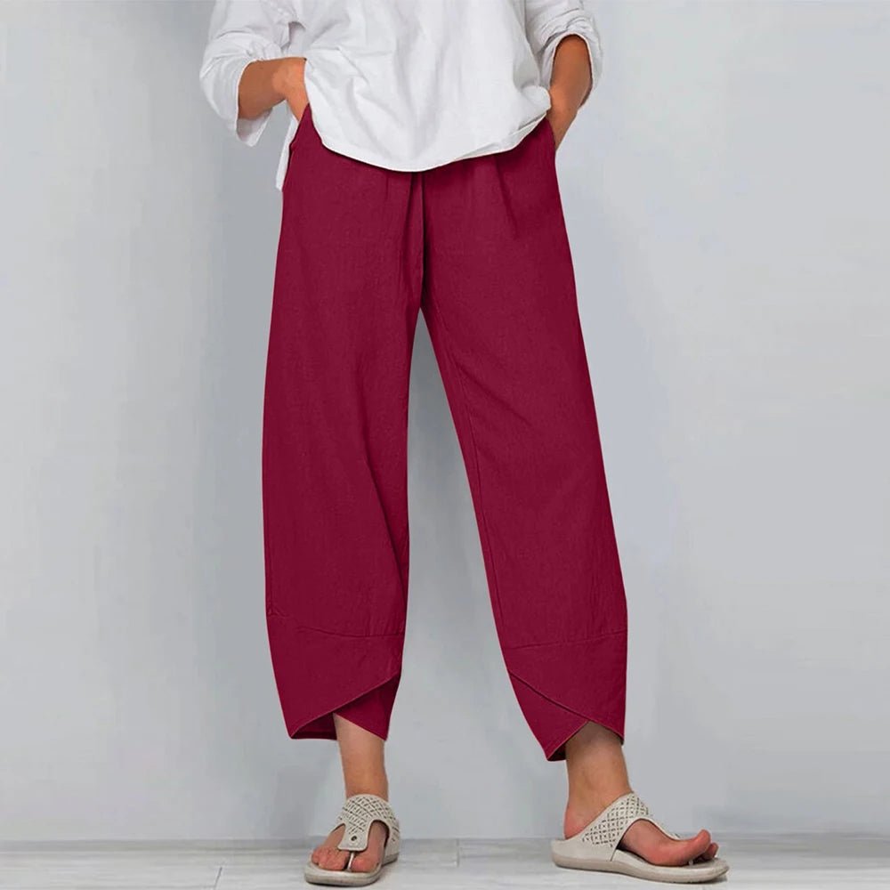 Women's Wide-Leg Cropped Pants - Red