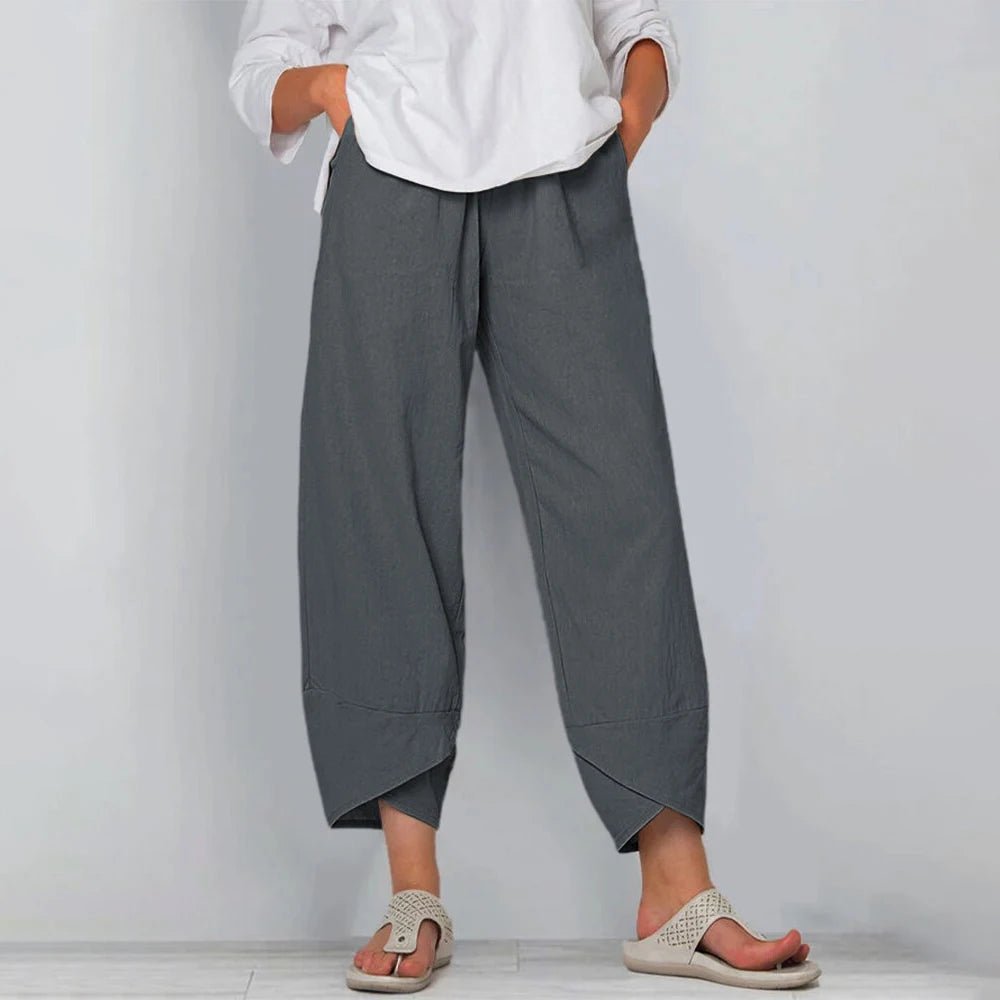 Women's Wide-Leg Cropped Pants - Gray