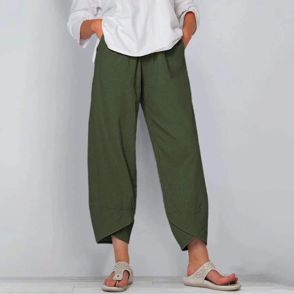 Women's Wide-Leg Cropped Pants - Green