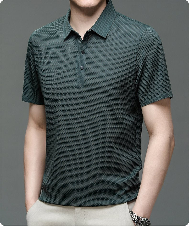 Men's Long-Sleeve Jacquard Polo Shirt