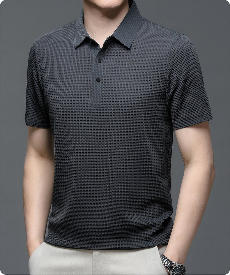Men's Long-Sleeve Jacquard Polo Shirt