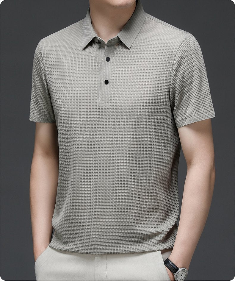 Men's Long-Sleeve Jacquard Polo Shirt