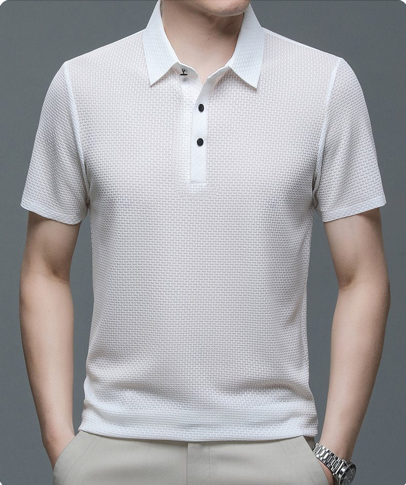 Men's Long-Sleeve Jacquard Polo Shirt