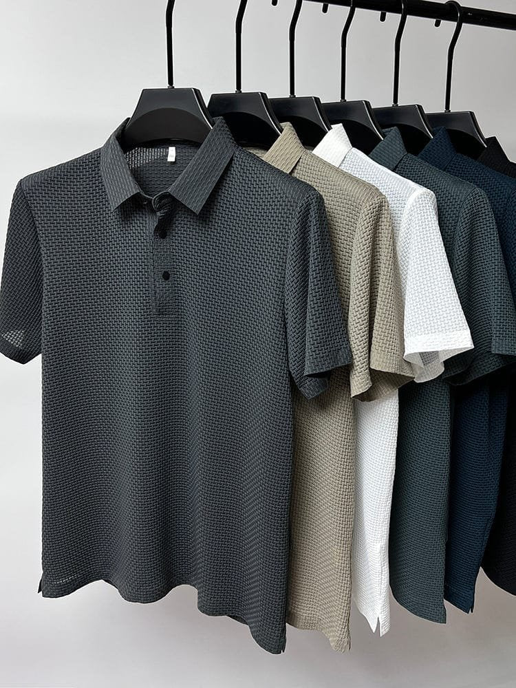 Men's Long-Sleeve Jacquard Polo Shirt