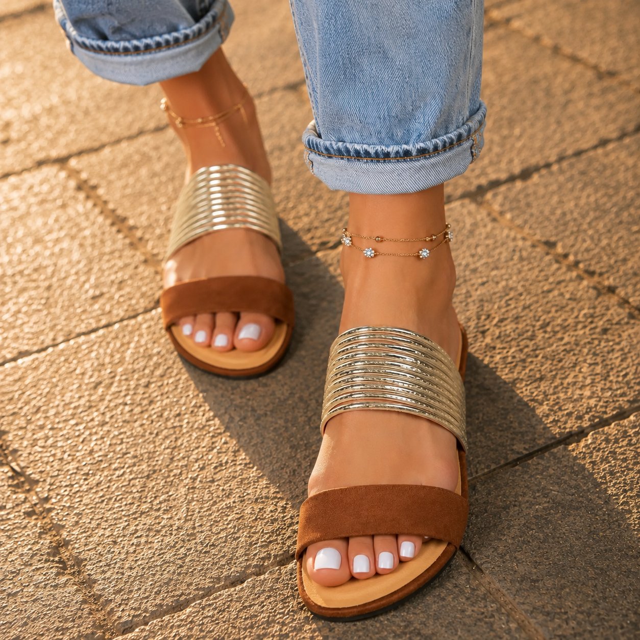 Women's Metallic Faux Suede Sandals