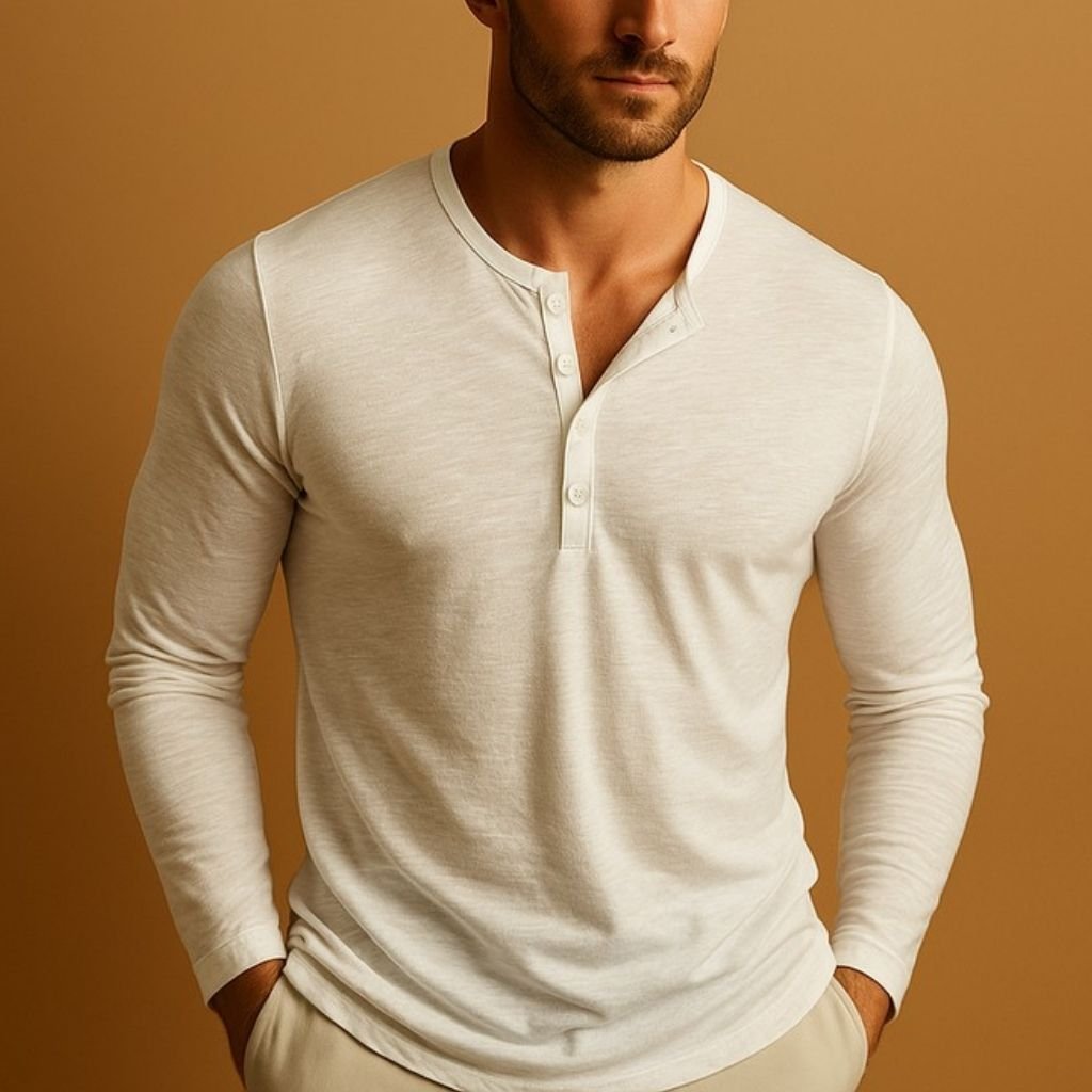 Men's Slim Henley - White