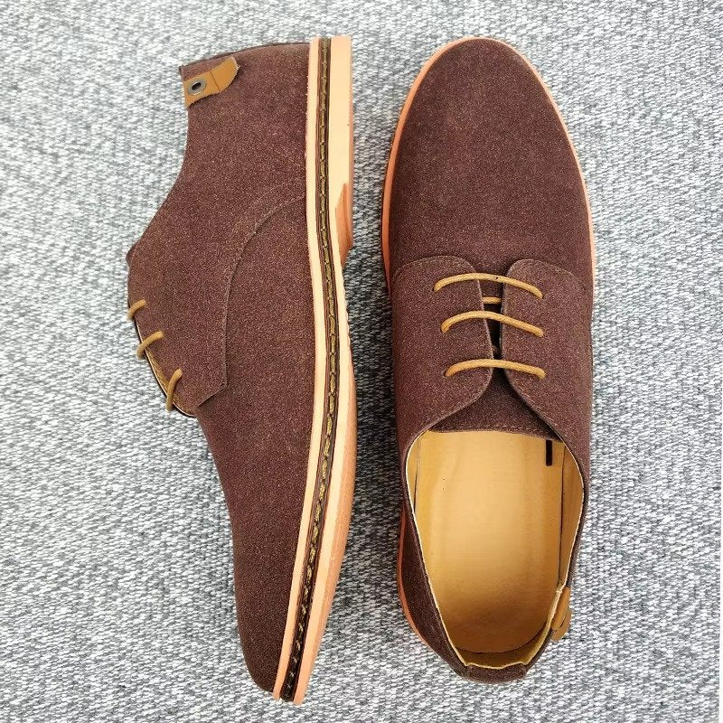 Men's Suede Lace-Up Derby Shoes - Brown