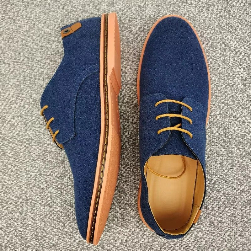Men's Suede Lace-Up Derby Shoes - Blue