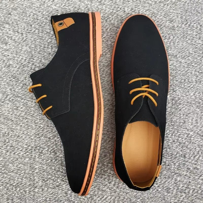 Men's Suede Lace-Up Derby Shoes - Black