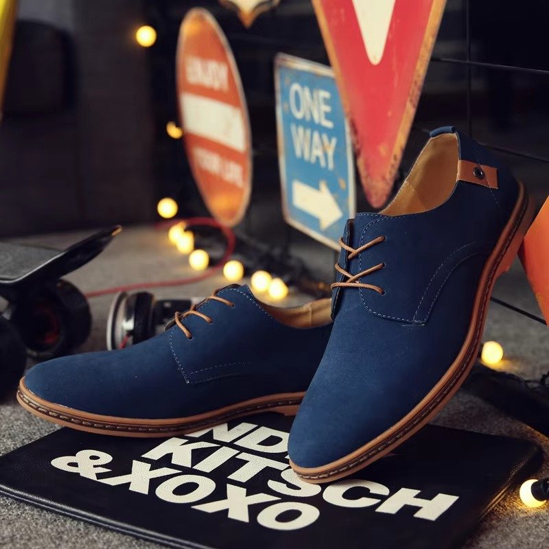 Men's Suede Lace-Up Derby Shoes