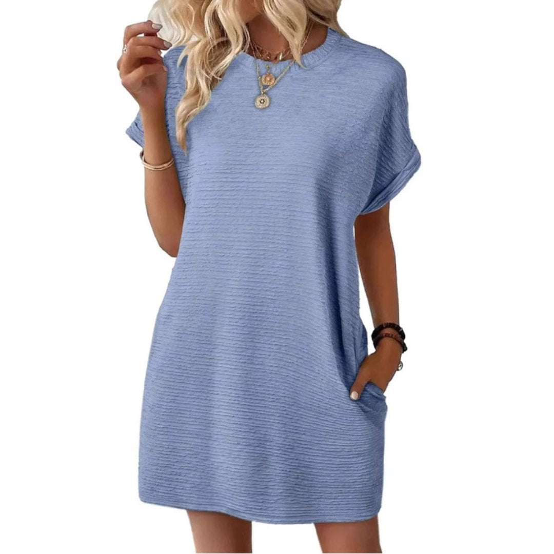 Women's Oversized Mini T-Shirt Dress - Light Blue