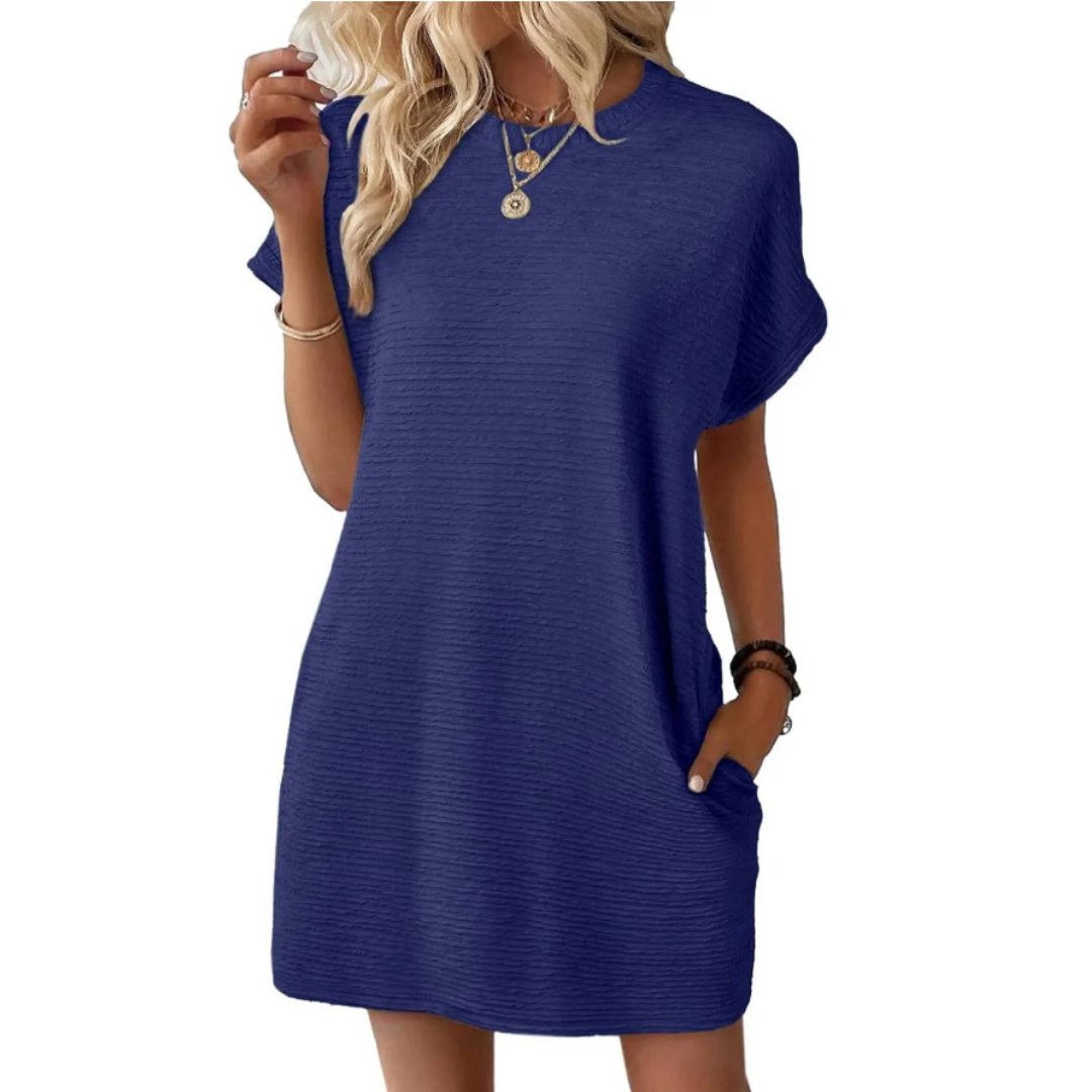 Women's Oversized Mini T-Shirt Dress - Dark Blue