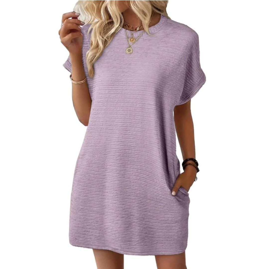 Women's Oversized Mini T-Shirt Dress - Light Purple