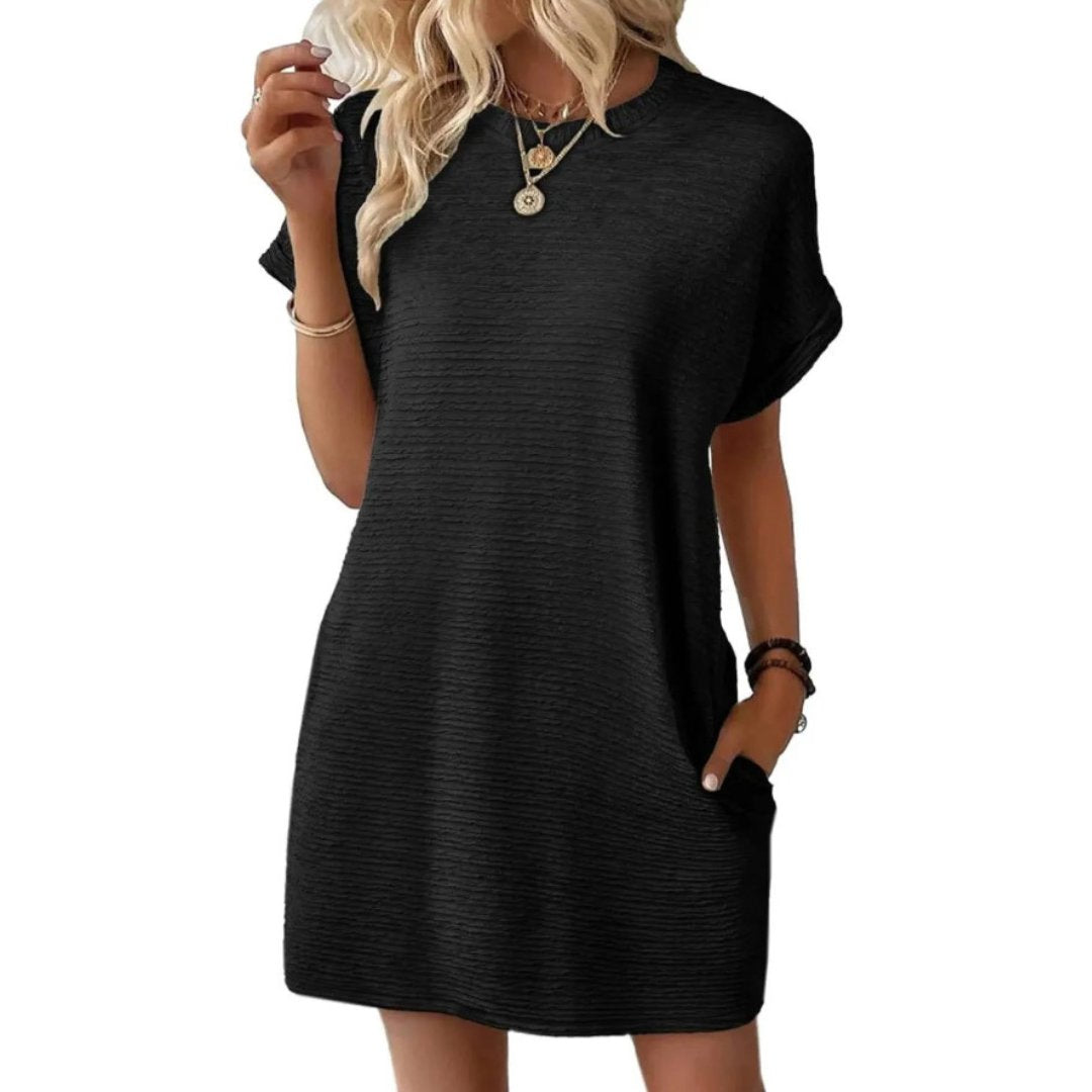 Women's Oversized Mini T-Shirt Dress - Black