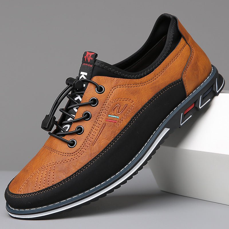 Men's Leather Slip-On Sneakers - Camel Brown