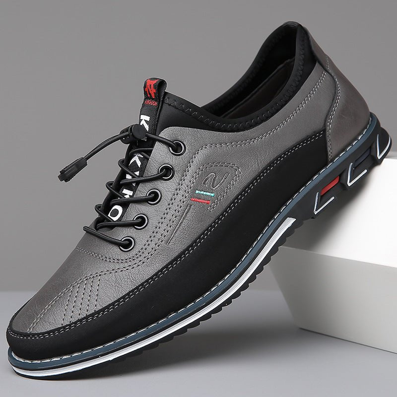 Men's Leather Slip-On Sneakers - Charcoal Gray