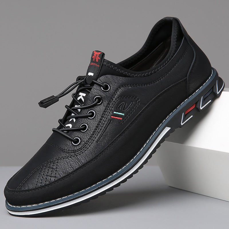 Men's Leather Slip-On Sneakers - Midnight Black