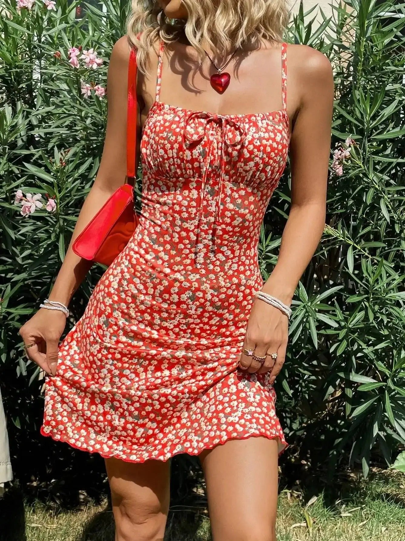 Women's Floral Ruched Mini Sundress - 1