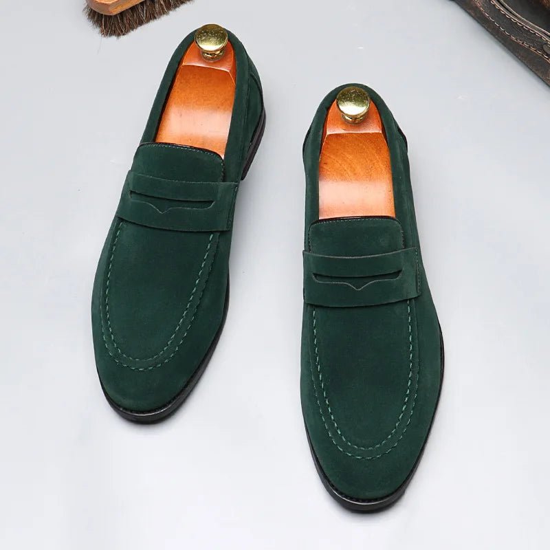 Men's Suede Penny Loafers - Verde