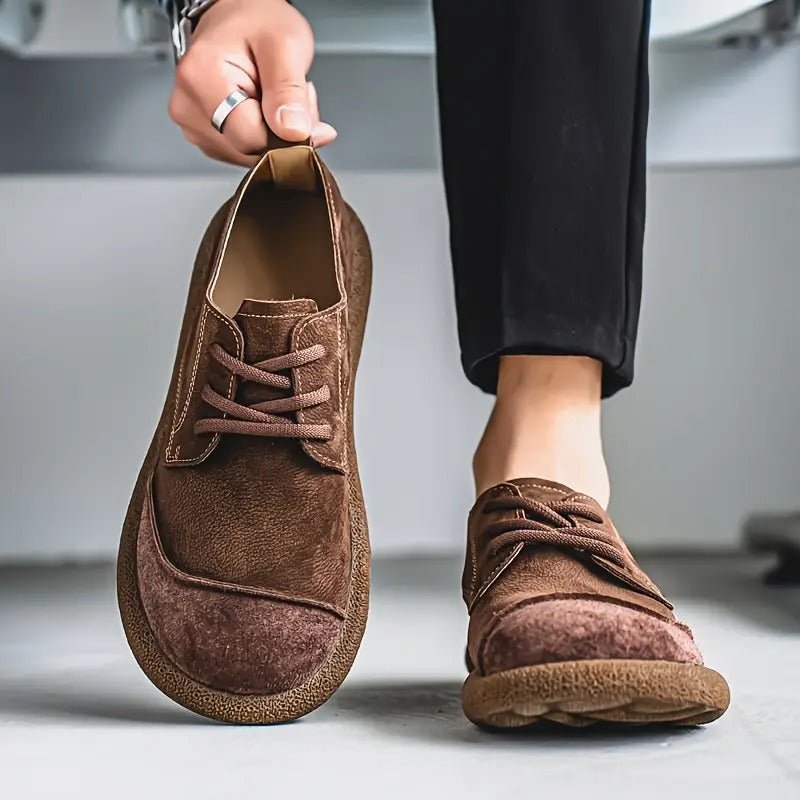 Unisex Leather Derby Shoes - Brown