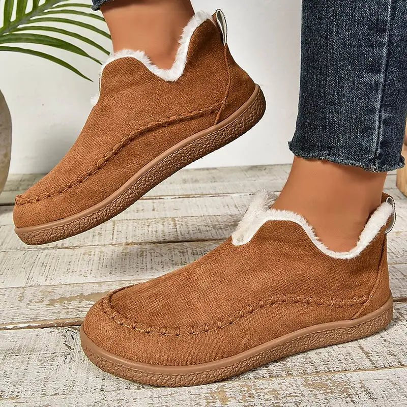 Women's Fur-Lined Suede Moccasins