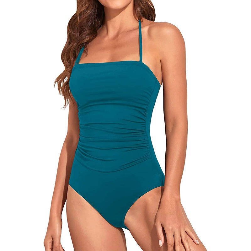 Women's Halter One-Piece Swimsuit - Blue