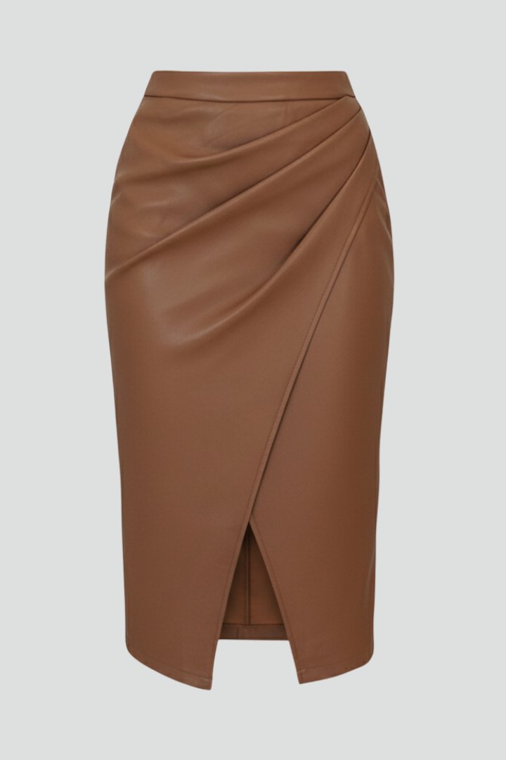 Women's High-Waisted Faux Leather Pencil Skirt