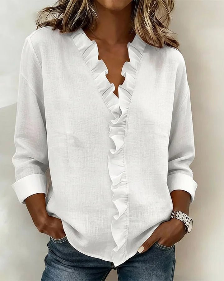 Women's V-Neck Blouse - White