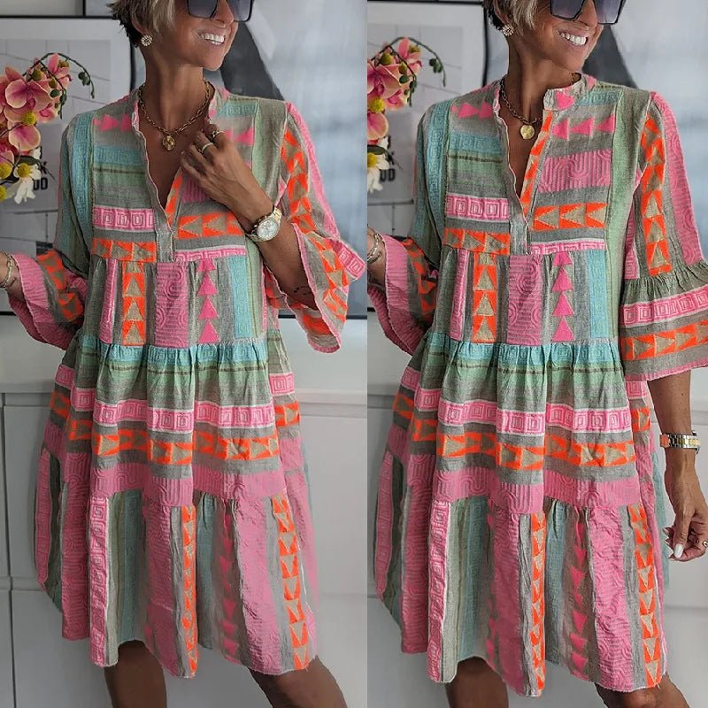 Women's Vacation V-Neck Mini Dress