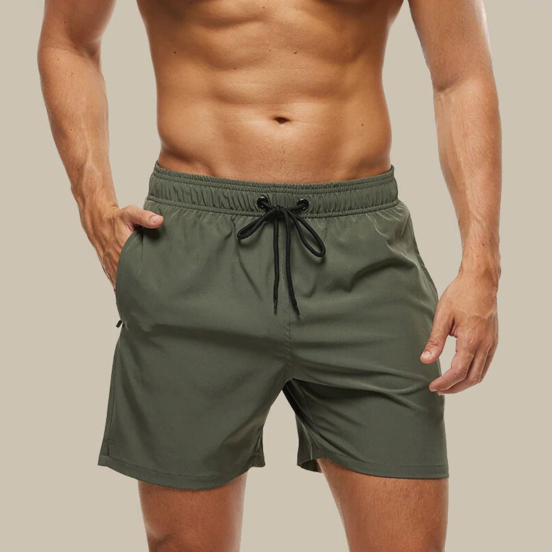 Men's Beach Swim Shorts - Olive Green