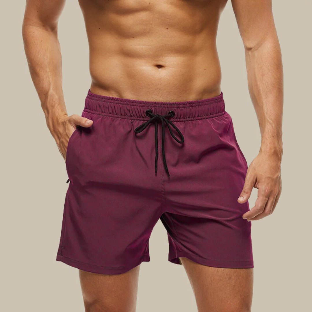 Men's Beach Swim Shorts - Burgundy