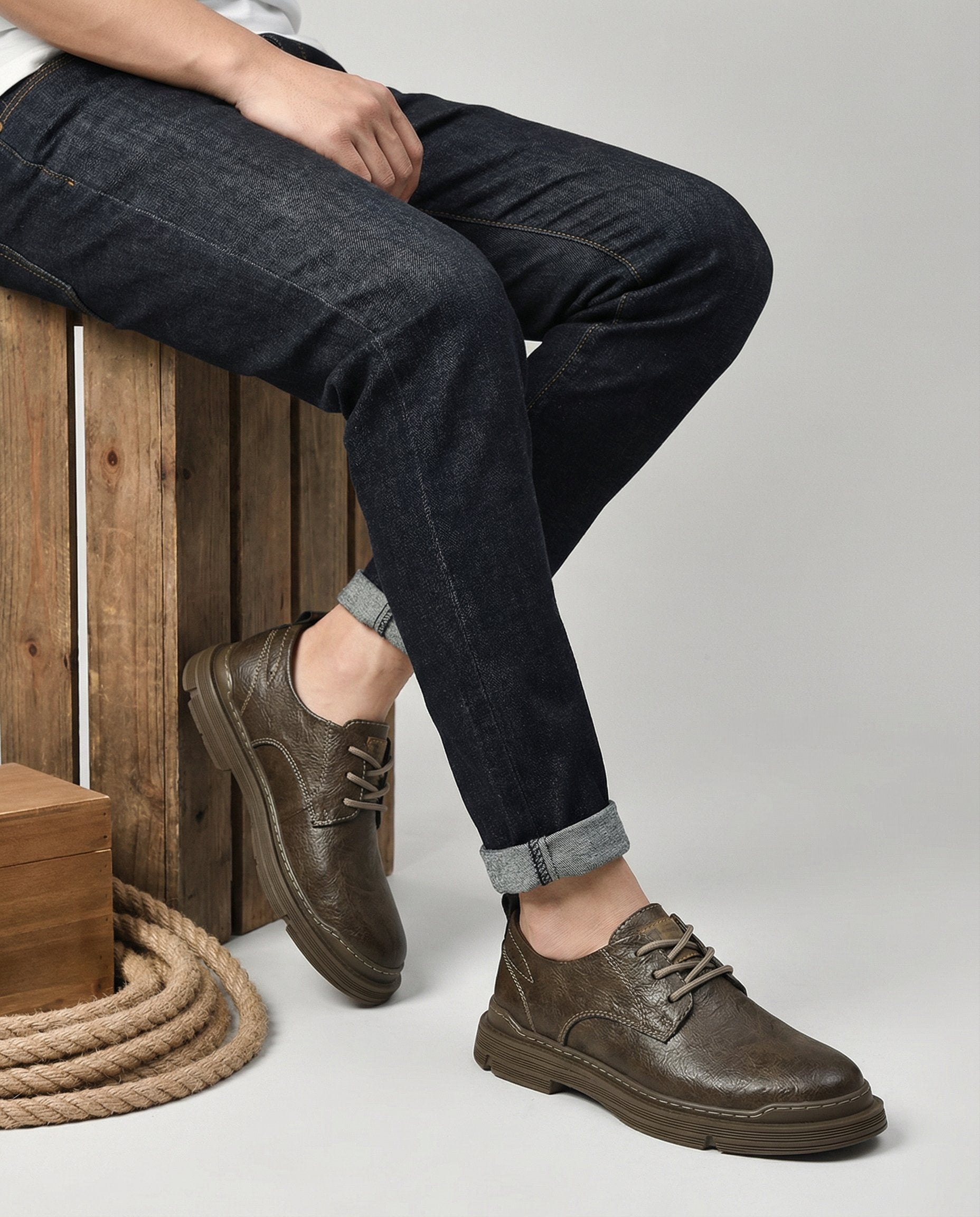 Men's Faux Leather Derby Shoes