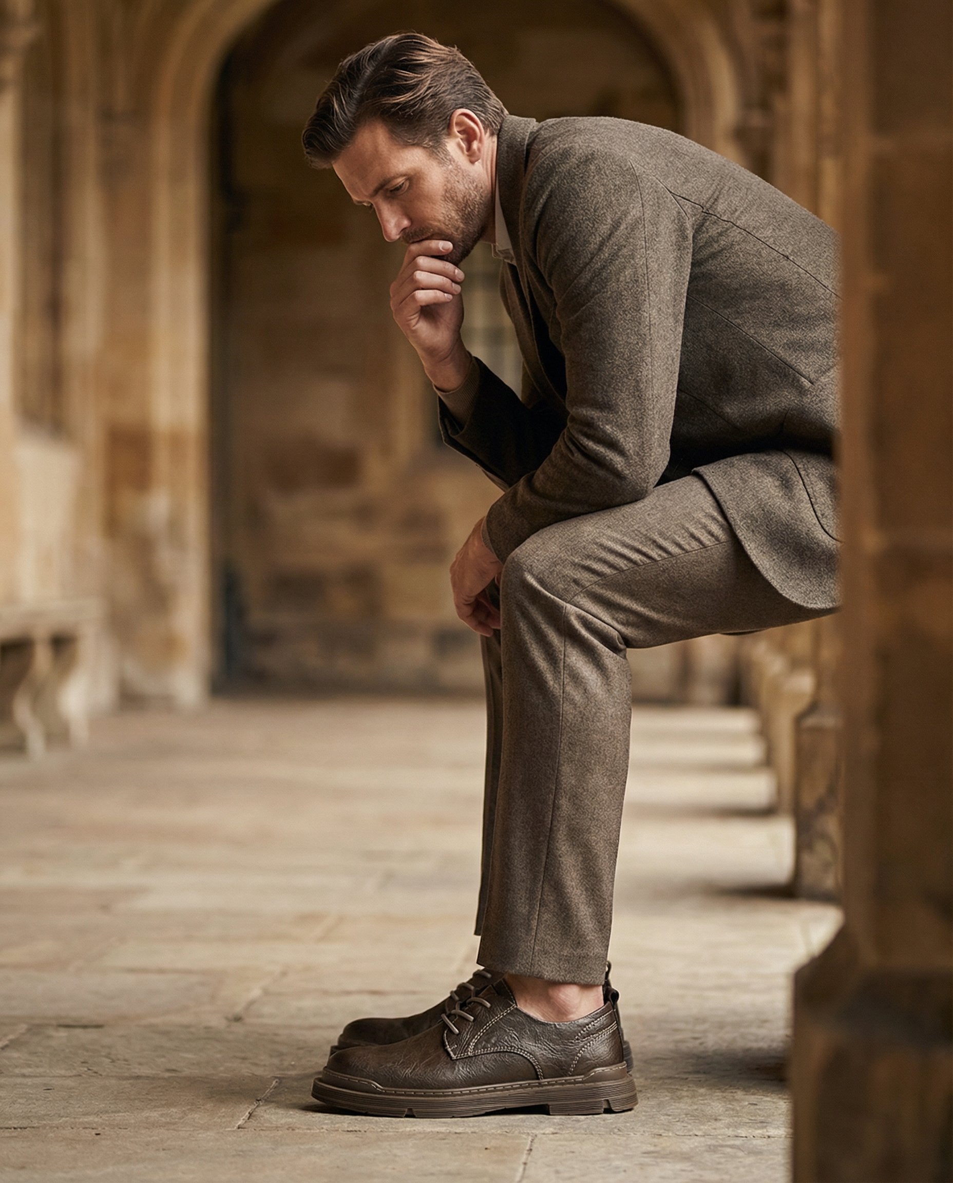 Men's Faux Leather Derby Shoes