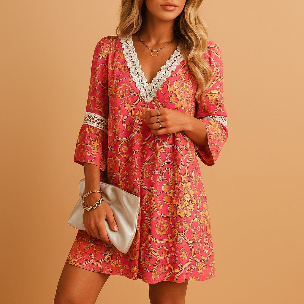 Floral Mini Dress - Pink